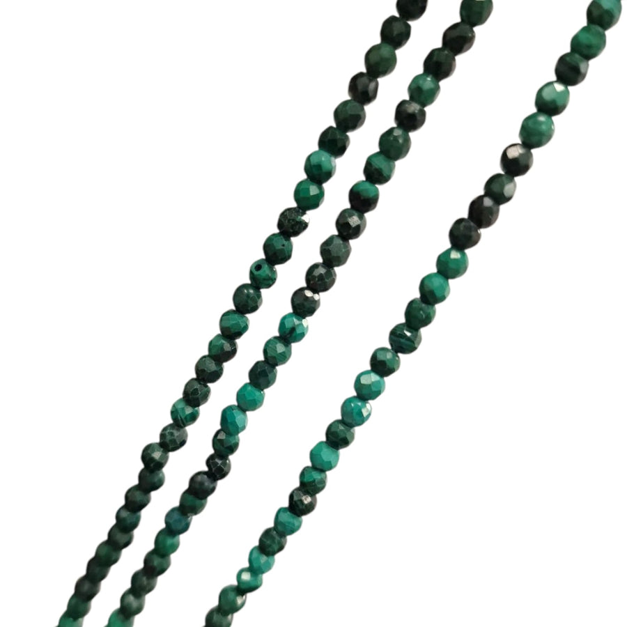 3mm and 4mm Faceted Malachite Beads – Natural Green Gemstone Beads for Jewellery Making