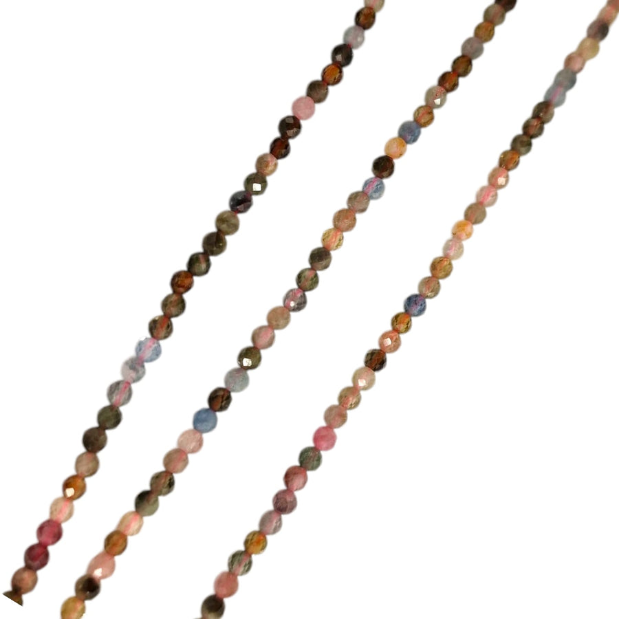 3mm Faceted Multi Tourmaline Beads – Natural Pink and Green Gemstones for Jewellery Making