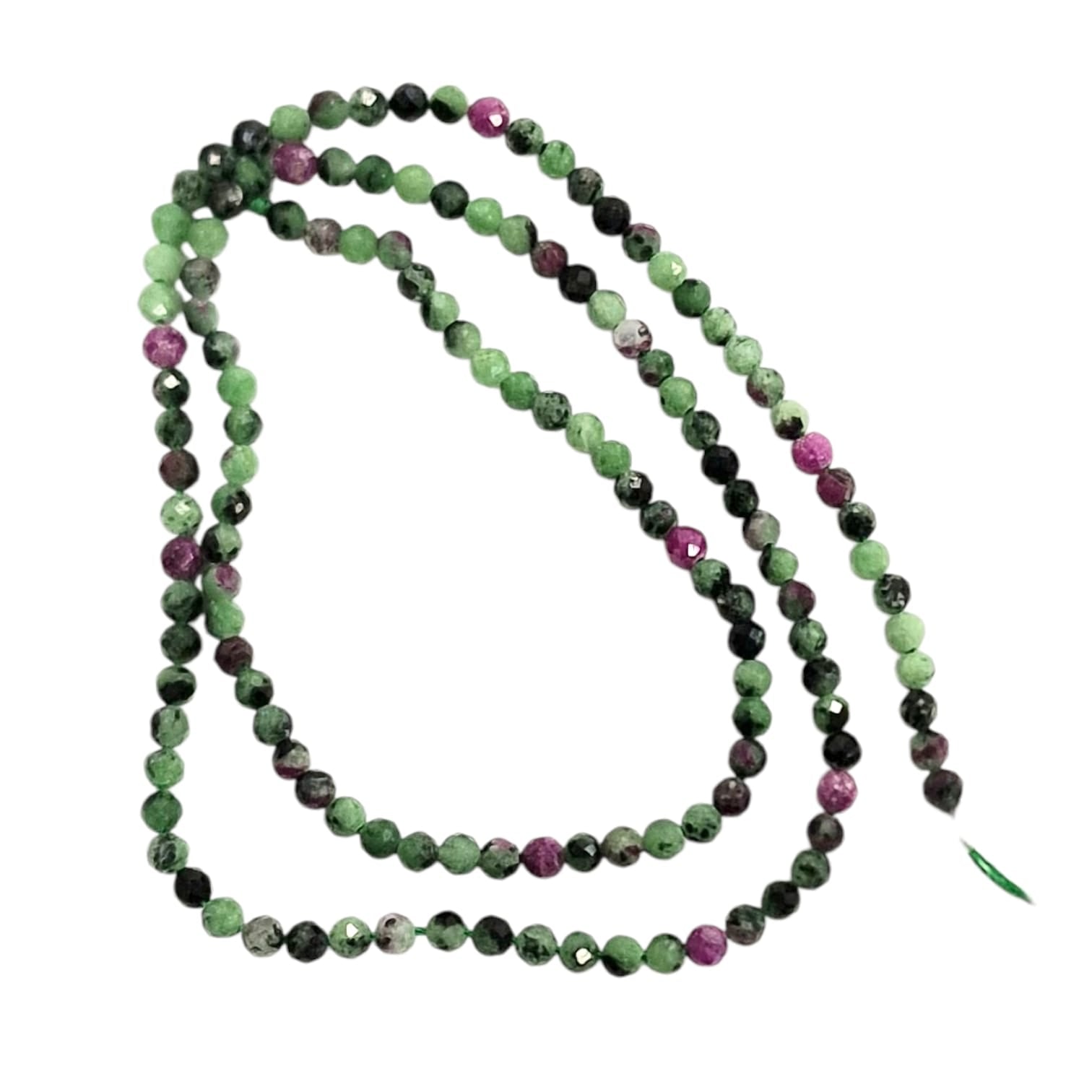 3mm Faceted Ruby in Zoisite Beads – Natural Green and Pink Gemstone for Jewellery Making