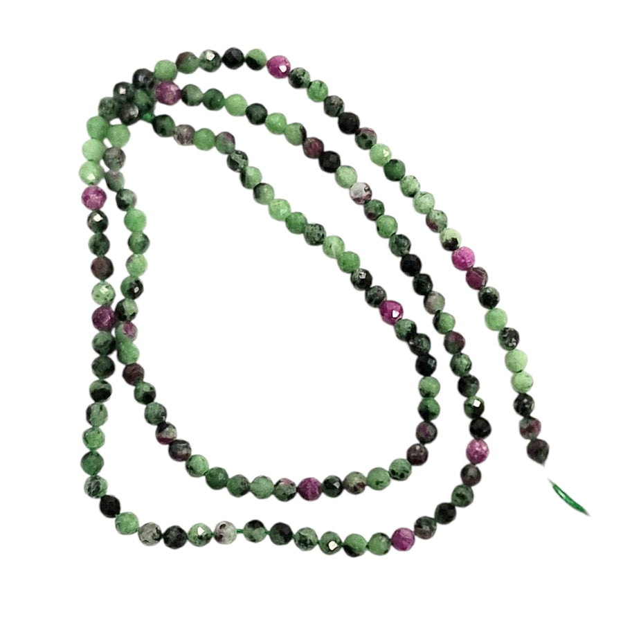 3mm Faceted Ruby in Zoisite Beads – Natural Green and Pink Gemstone for Jewellery Making