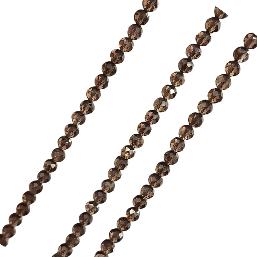 3mm Faceted Smokey Quartz Beads – Natural Brown Gemstone Beads for Jewellery Making