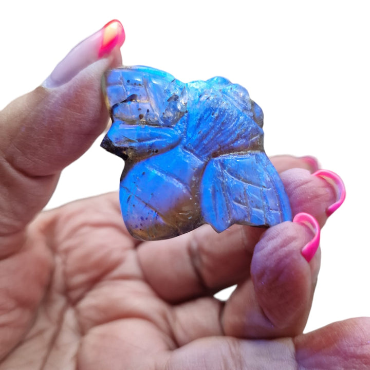 Blue Amber Bumble Bee Carving
