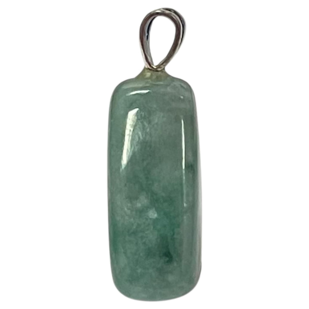 Burmese Jade pendant with rich green tones set in hallmarked sterling silver – crystal necklace for abundance, heart harmony and energetic protection