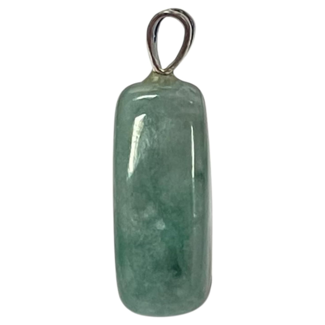 Burmese Jade pendant with rich green tones set in hallmarked sterling silver – crystal necklace for abundance, heart harmony and energetic protection