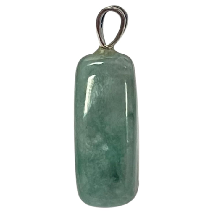 Burmese Jade pendant with rich green tones set in hallmarked sterling silver – crystal necklace for abundance, heart harmony and energetic protection