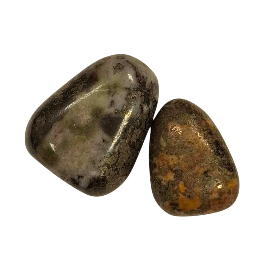Chalcopyrite drilled tumble stone pendant on a black cord – metallic rainbow crystal for insight, energy clearing and spiritual abundance