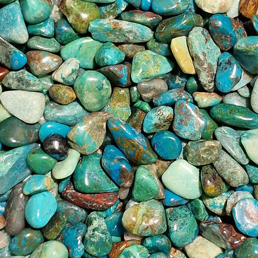 GeoFossils Green Blue Gold Earth tones of Chrysocolla Mini Gem Chip