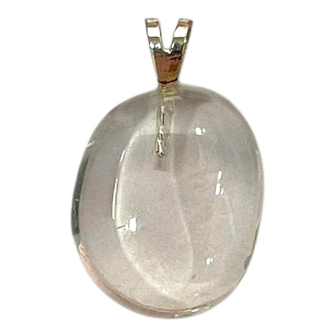 Clear Quartz pendant with transparent polished stone set in hallmarked sterling silver – crystal necklace for energy amplification, healing and clarity