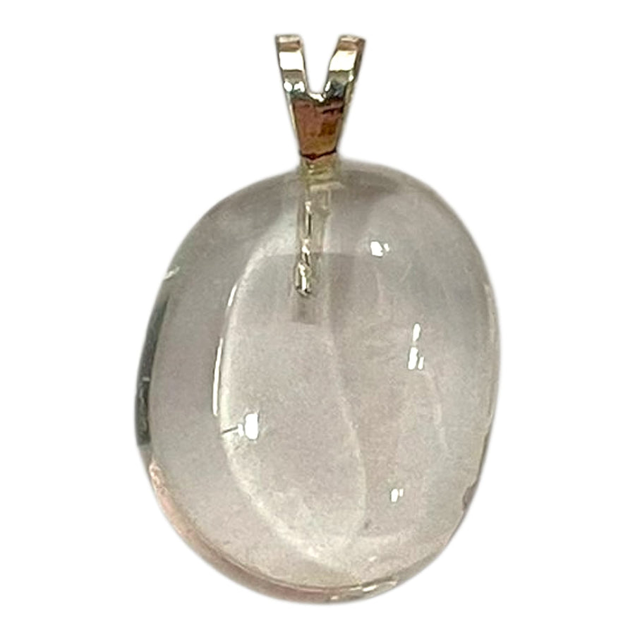 Clear Quartz pendant with transparent polished stone set in hallmarked sterling silver – crystal necklace for energy amplification, healing and clarity
