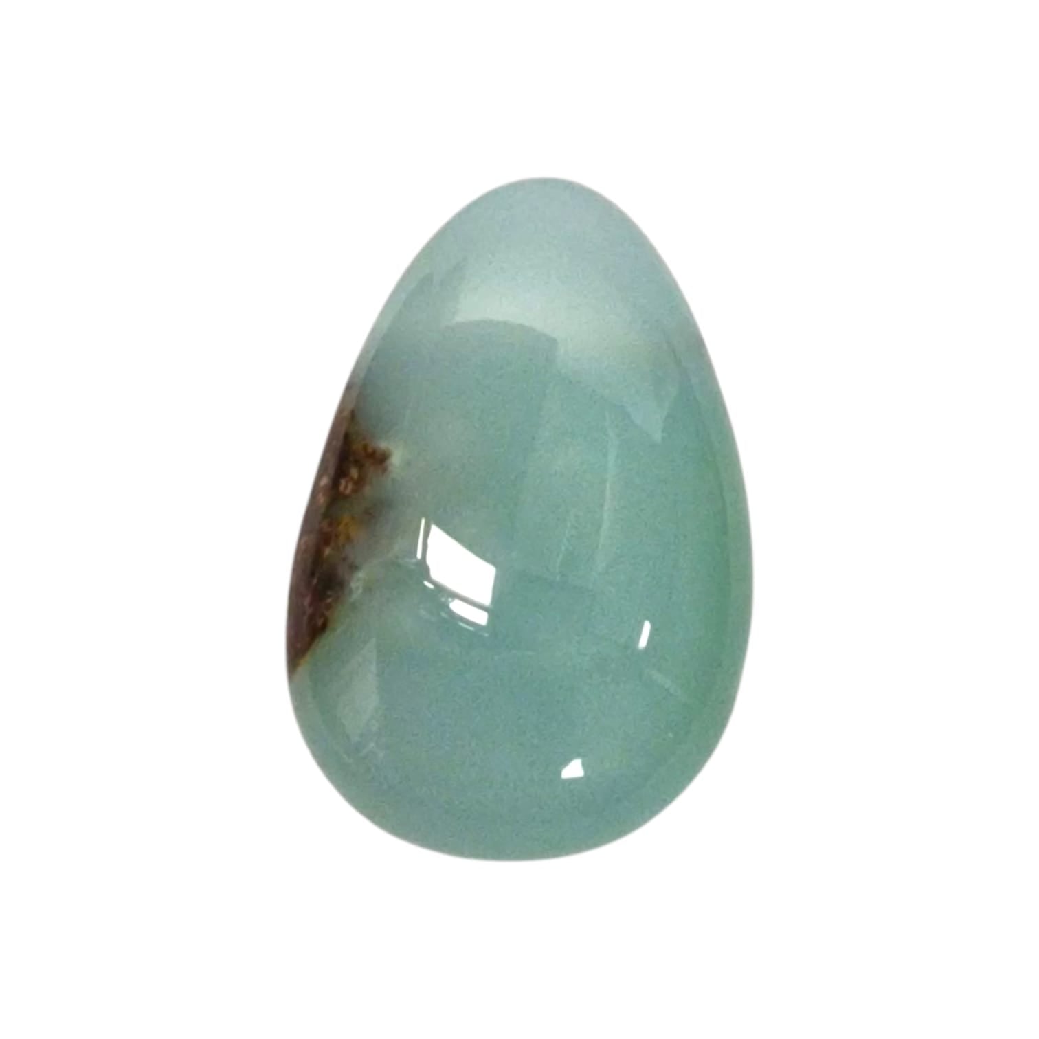 GeoFossils Chrysoprase Drilled Tumble Stone, a vibrant green crystal for heart healing, joy, and emotional renewal.