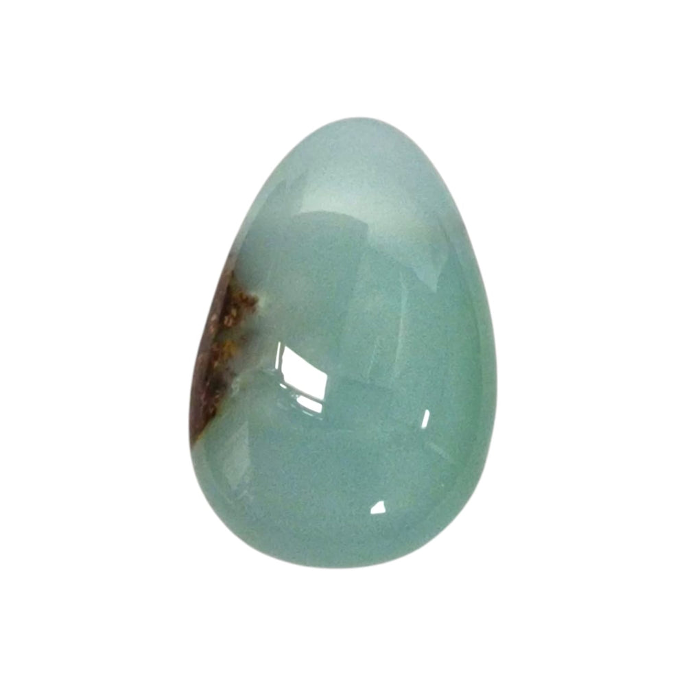 GeoFossils Chrysoprase Drilled Tumble Stone – soft green crystal with horizontal drill hole for heart healing, emotional renewal and calm