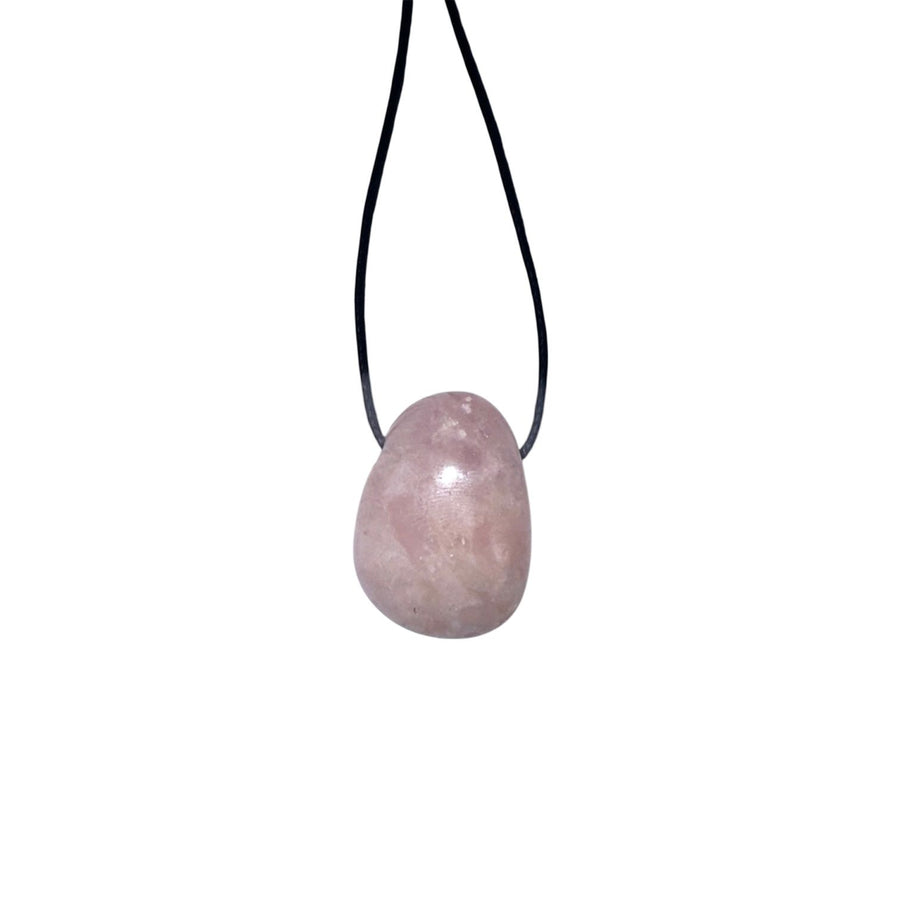 GeoFossils Morganite Drilled Tumble Stone – soft pink-peach crystal with horizontal drill hole for love, heart healing and emotional balance