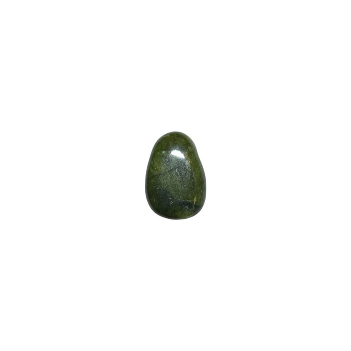 Polished Nephrite Jade tumble stone with drill hole – perfect for crystal healing, wire wrapping, or pendant crafting