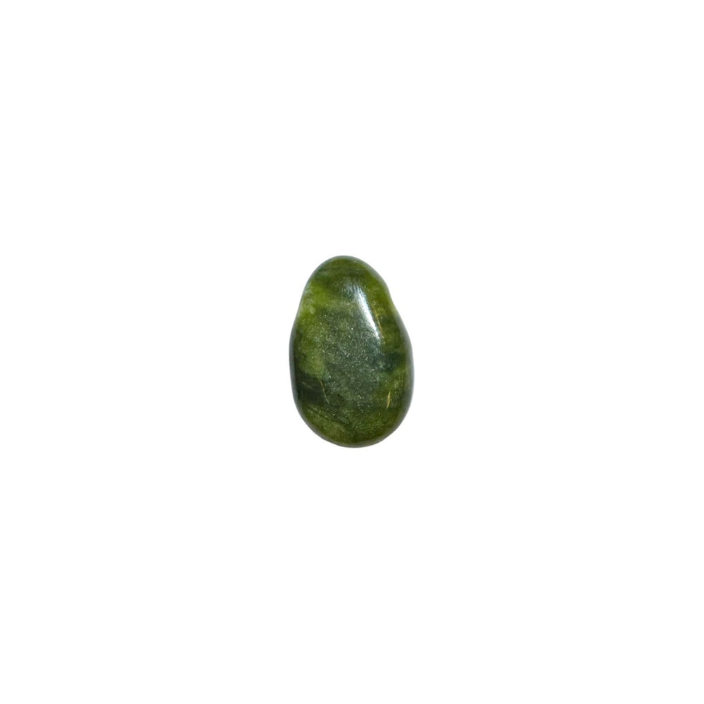 Natural Nephrite Jade drilled tumble stone – high-quality polished crystal ideal for jewellery making or spiritual use