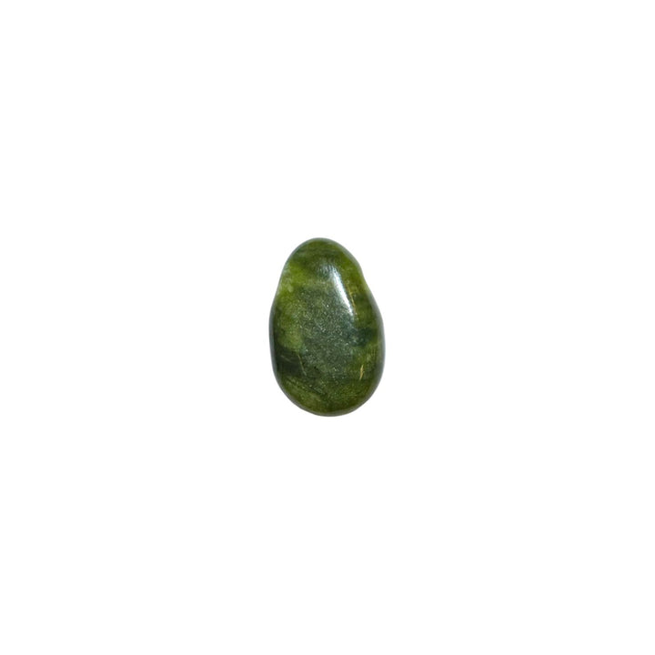 Natural Nephrite Jade drilled tumble stone – high-quality polished crystal ideal for jewellery making or spiritual use