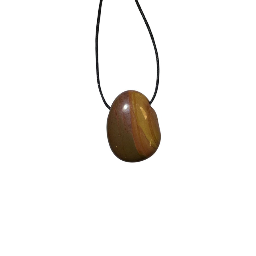 GeoFossils Polychrome Jasper Drilled Tumble Stone – multicoloured earthy crystal with horizontal drill hole for grounding, strength and emotional vitality