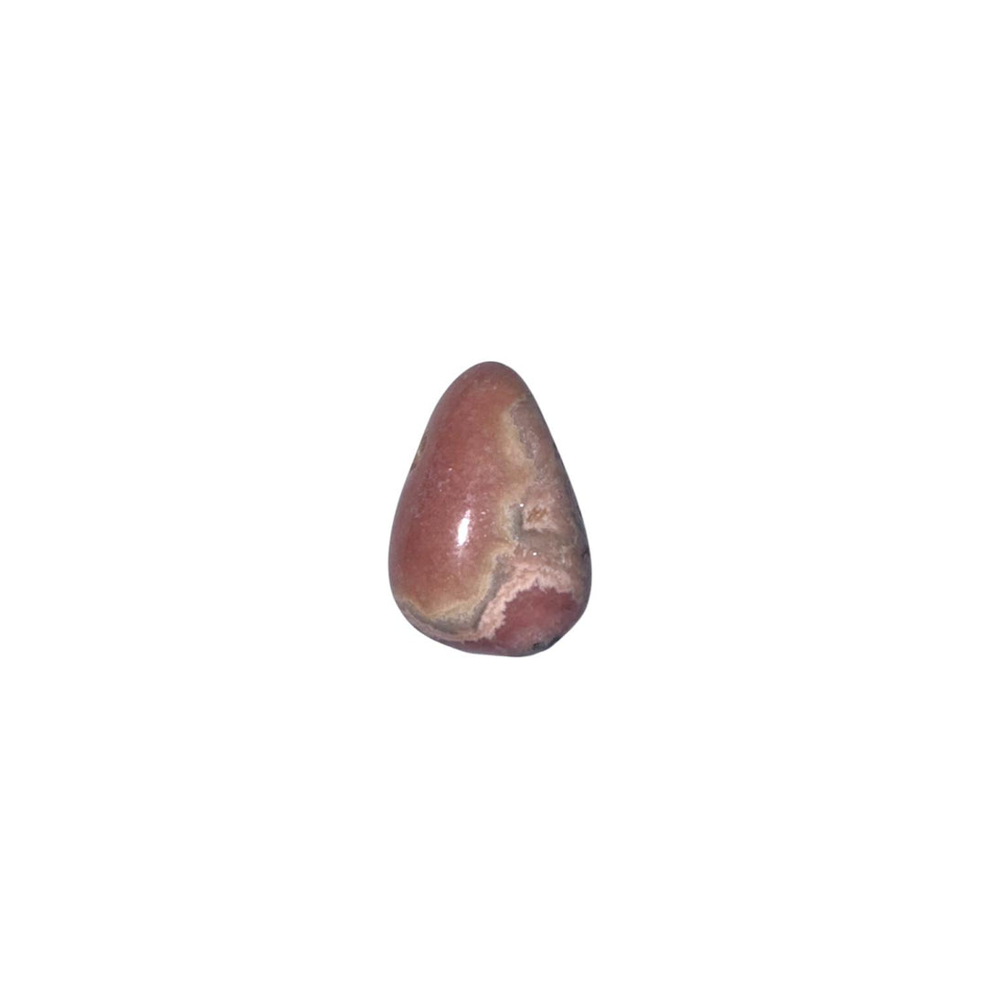 GeoFossils Rhodochrosite Drilled Tumble Stone – pink banded crystal with horizontal drill hole for self-love, emotional healing and inner child work