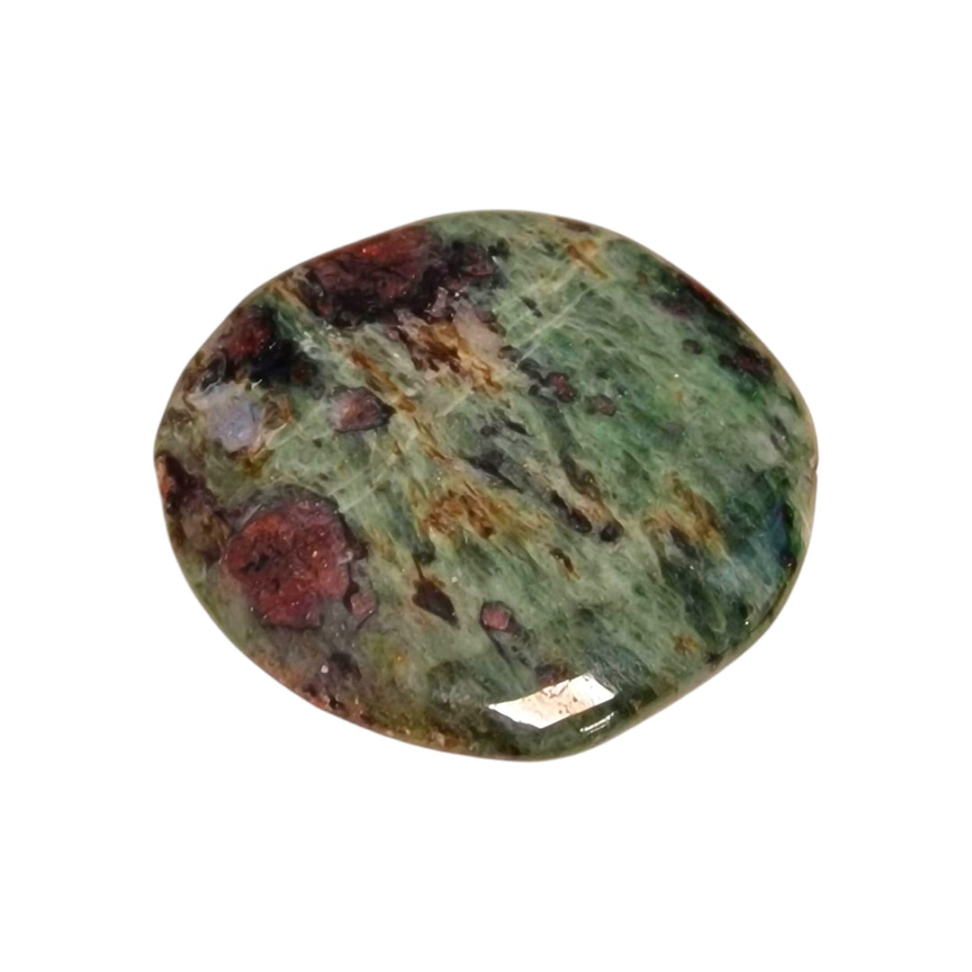GeoFossils Eclogite Medium Oval, a rare green and red metamorphic crystal for strength, resilience, and transformation.