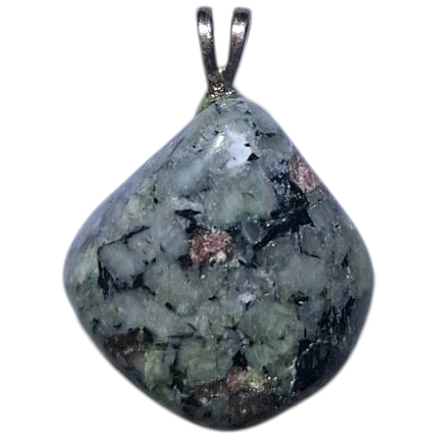 GeoFossils Eudialyte Sterling Silver Pendant – Russian crimson, pink, and black crystal in sterling silver setting – heart healing and vitality jewellery – handmade in the UK.