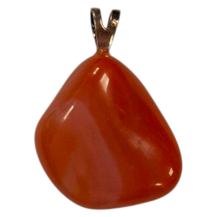 Flame Agate pendant with fiery red and orange banding, set in hallmarked sterling silver – crystal necklace for strength, vitality, and protection