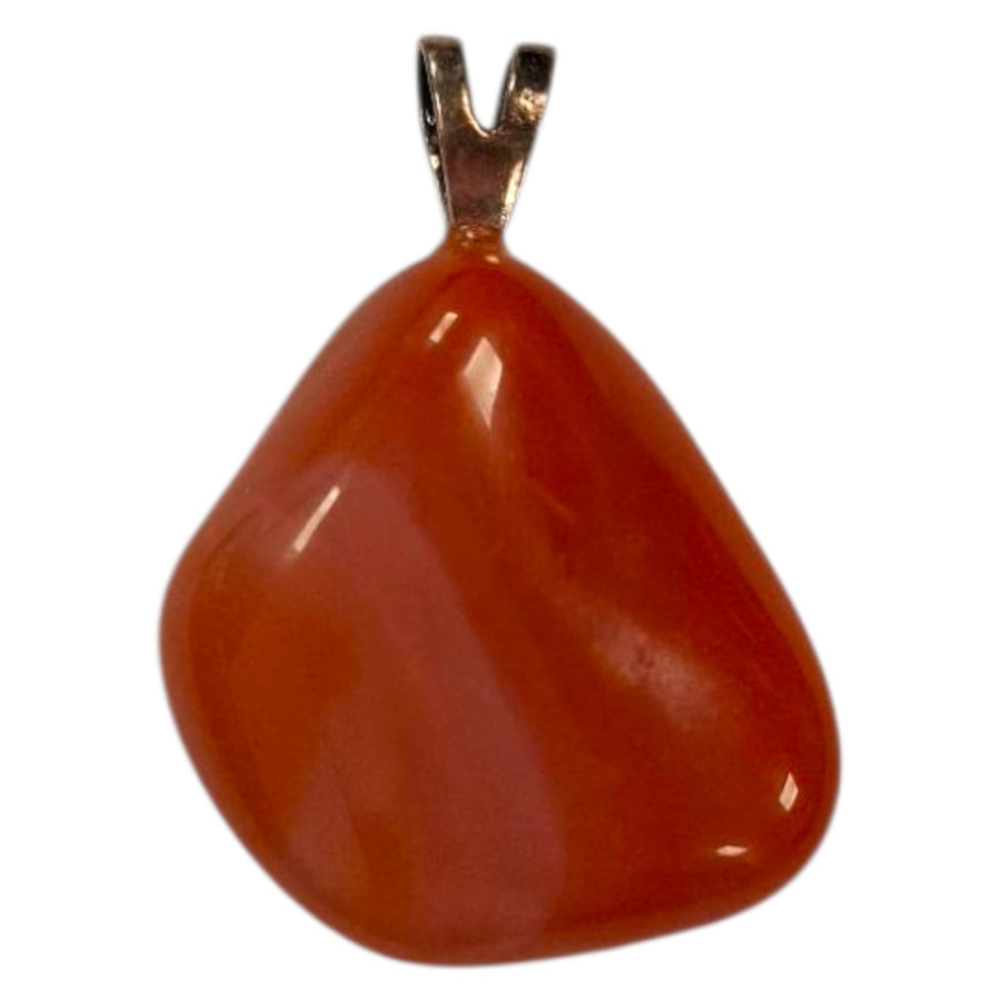 Flame Agate pendant with fiery red and orange banding, set in hallmarked sterling silver – crystal necklace for strength, vitality, and protection