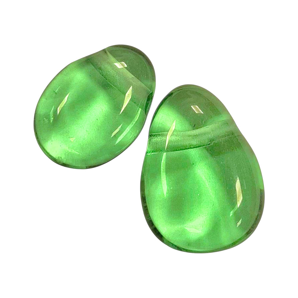 GeoFossils Gaia Stone Drilled Tumble Stone – vibrant green volcanic glass crystal with horizontal drill hole for emotional healing and heart awakening