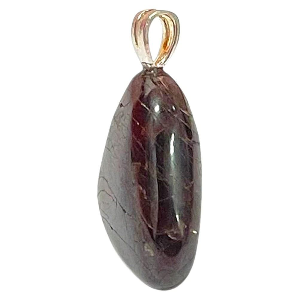 Garnet pendant with deep red tones set in hallmarked sterling silver – crystal necklace for vitality, strength and energetic protection