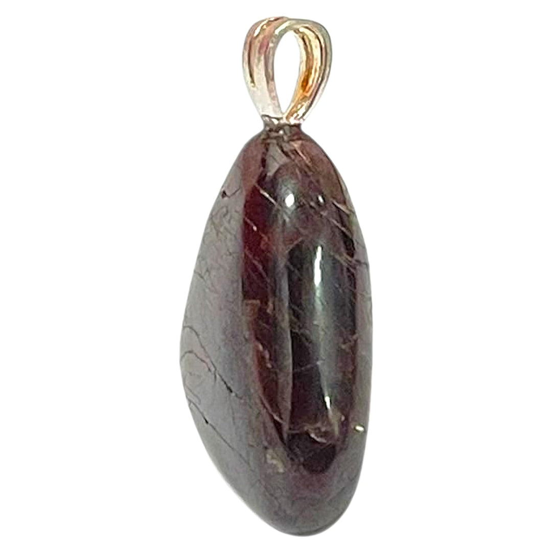 Garnet pendant with deep red tones set in hallmarked sterling silver – crystal necklace for vitality, strength and energetic protection