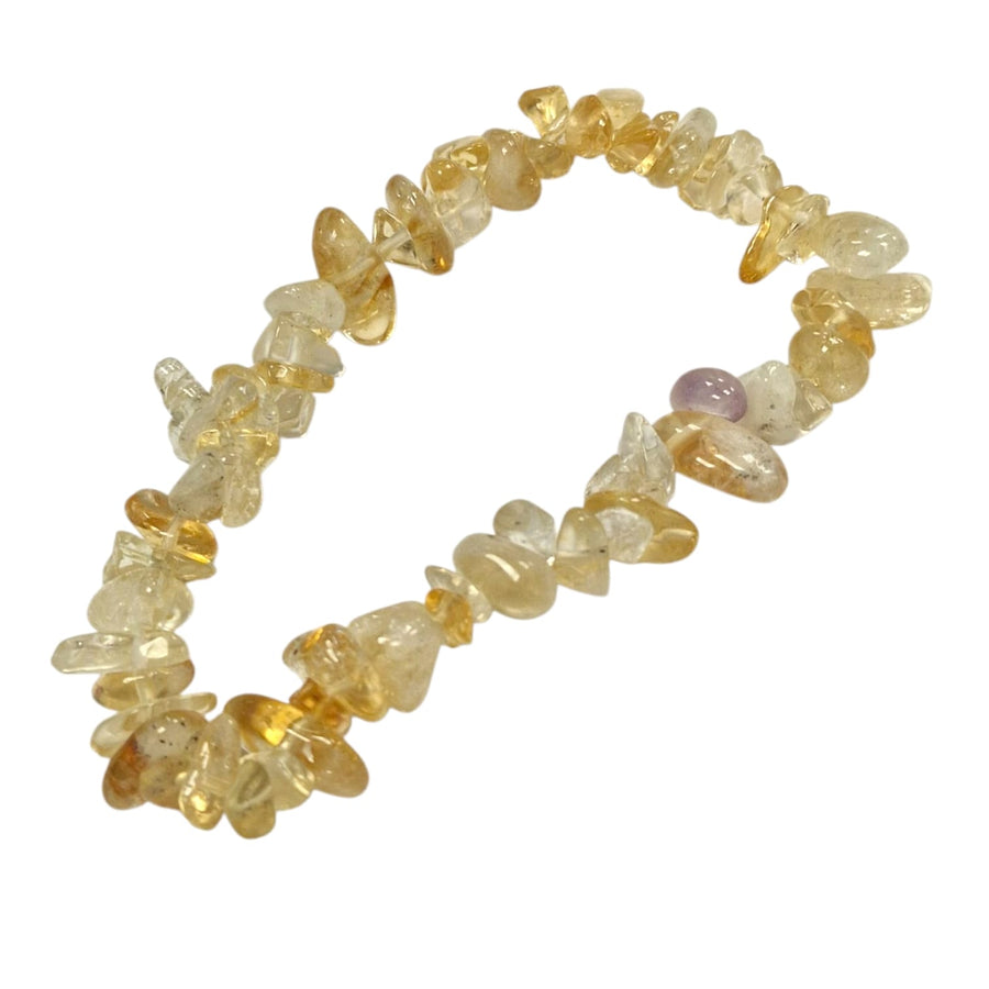 GeoFossils: Citrine Gem Chip Bracelet with golden-yellow crystal chips on elastic cord – energising and joyful crystal bracelet for abundance and confidence
