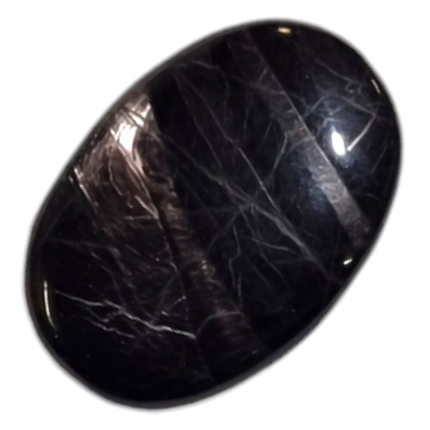 GeoFossils Hypersthene Medium Oval, a shimmering black crystal for intuition, protection, and mental clarity.