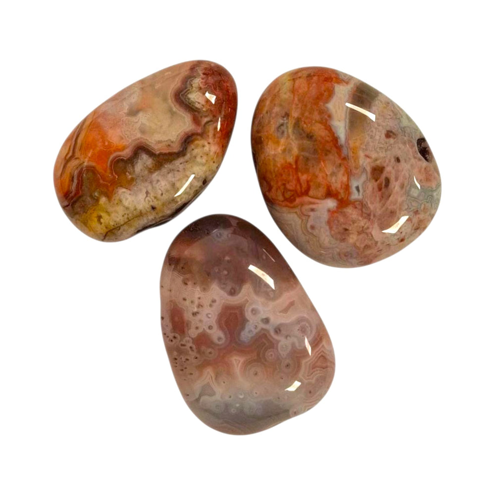 Laguna Agate drilled tumble stone pendant on a black cord – banded crystal for grounding, confidence and emotional balance
