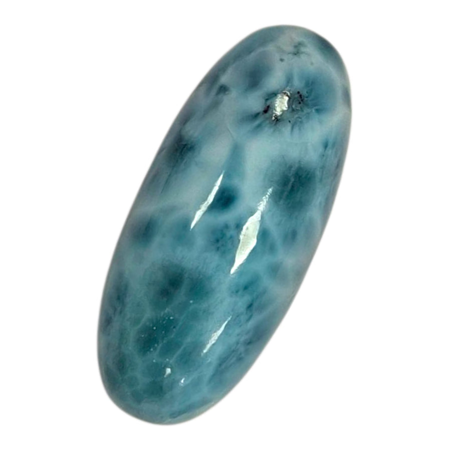 Larimar Shiva Lingham 34mm – polished sacred stone for spiritual transformation and calm
