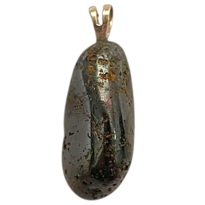 Magnetite pendant with metallic black shine set in hallmarked sterling silver – crystal necklace for grounding, energetic attraction and balance