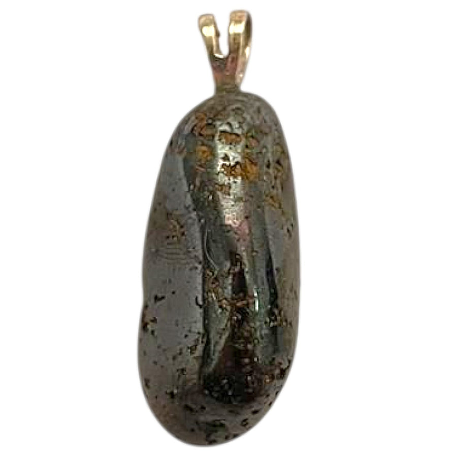 Magnetite pendant with metallic black shine set in hallmarked sterling silver – crystal necklace for grounding, energetic attraction and balance
