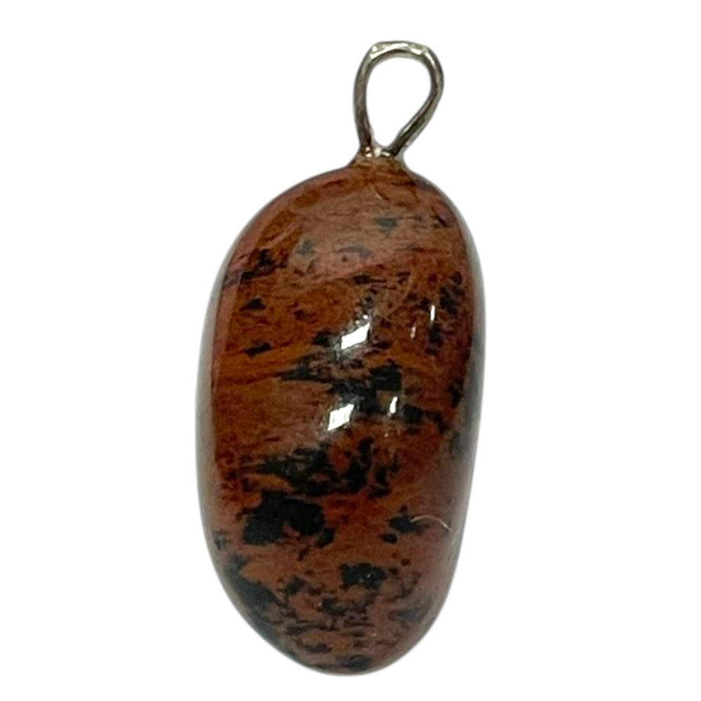 Mahogany Obsidian pendant with red and black mottled tones set in hallmarked sterling silver – crystal necklace for grounding, strength and emotional resilience
