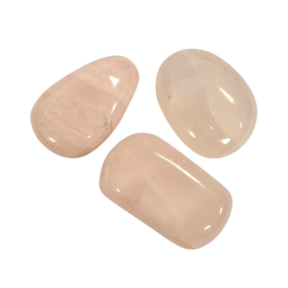 Mangano Calcite drilled tumble stone pendant on a black cord – soft pink crystal for emotional healing, love and gentle peace