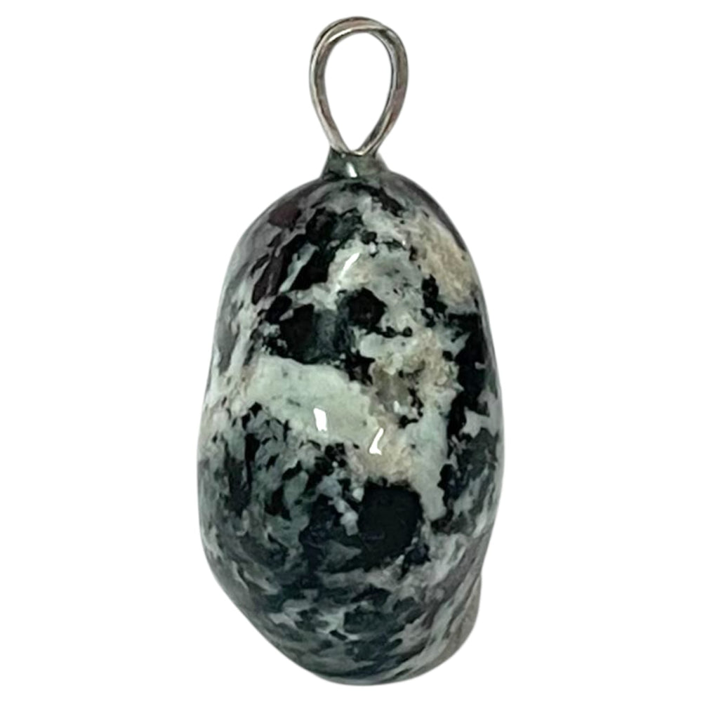 Mani Stone pendant with natural or inscribed markings set in hallmarked sterling silver – crystal necklace for peace, devotion and spiritual protection
