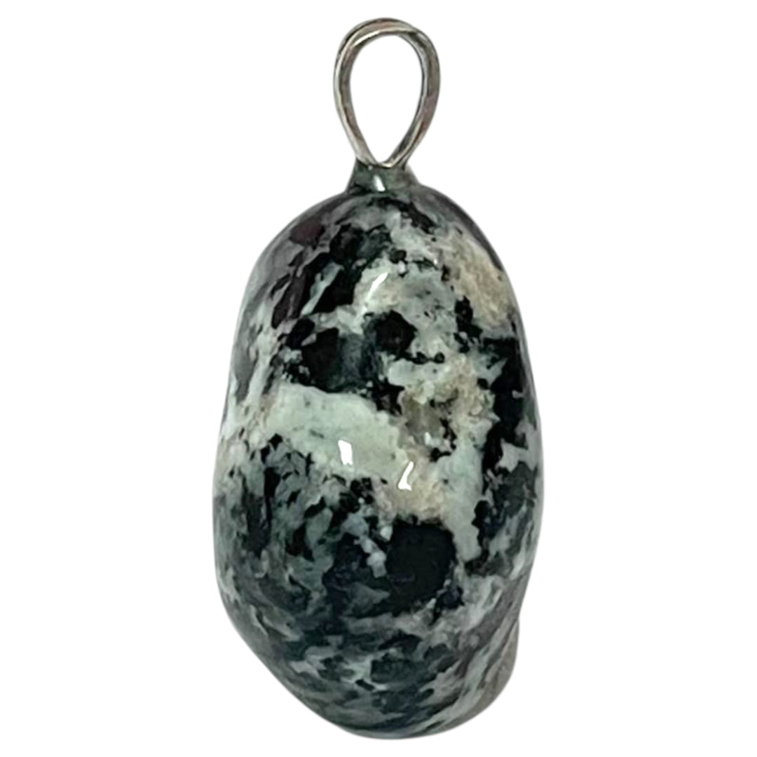 Mani Stone pendant with natural or inscribed markings set in hallmarked sterling silver – crystal necklace for peace, devotion and spiritual protection