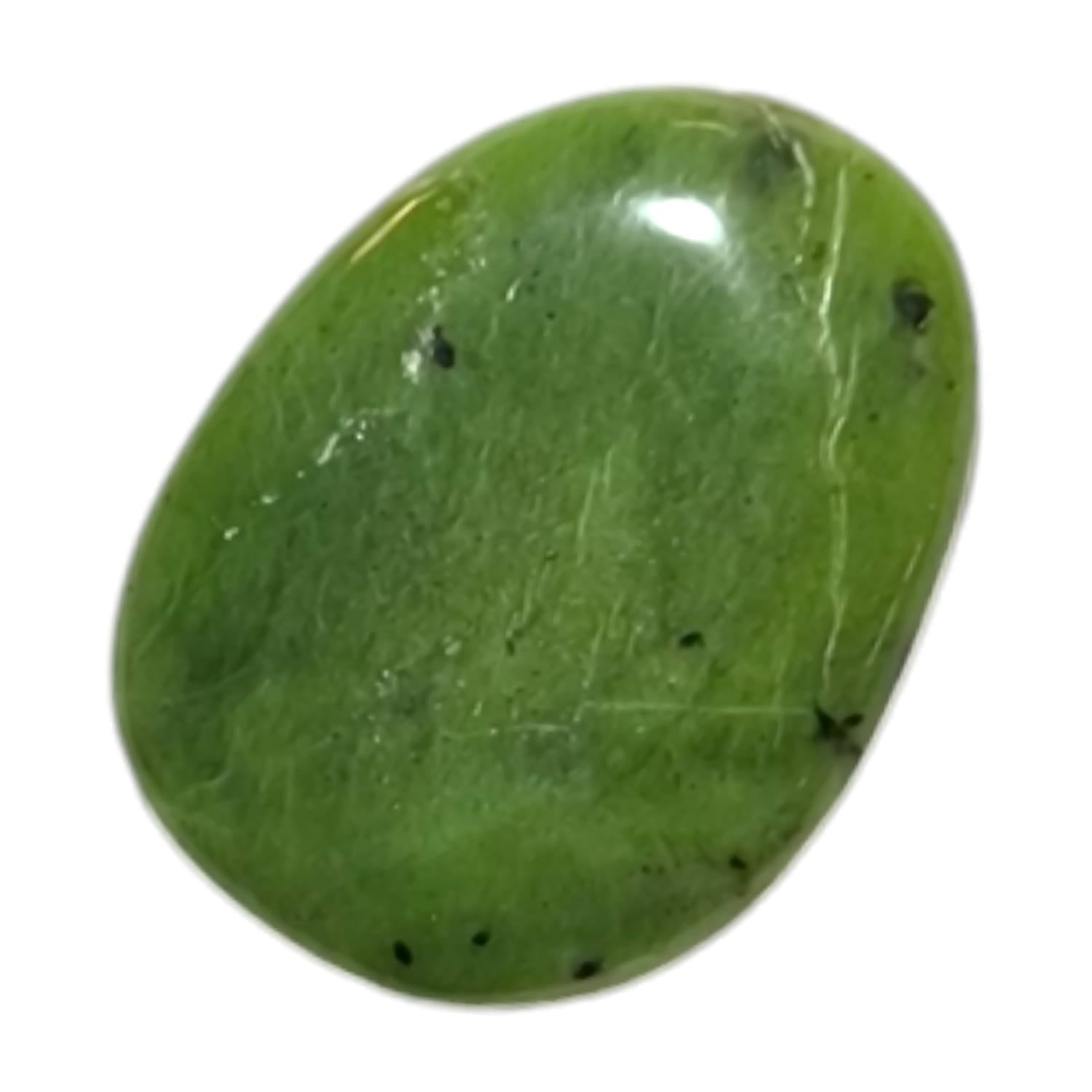 GeoFossils Nephrite Jade Medium Oval, a deep green crystal for luck, harmony, and emotional healing.