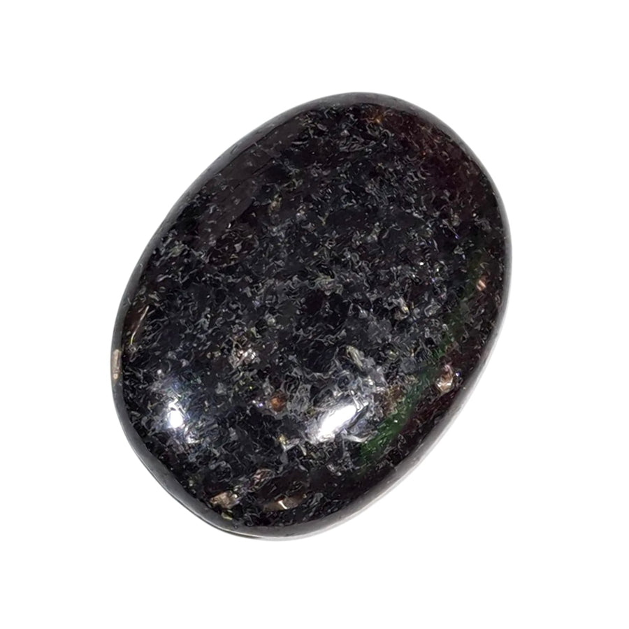 GeoFossils Nuumite Medium Oval, a rare dark crystal with golden flashes for transformation, protection, and personal power
