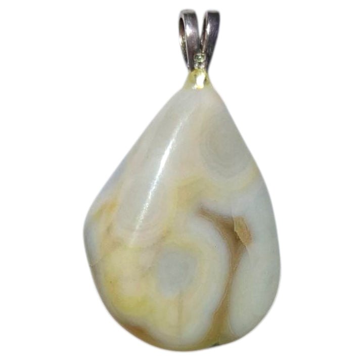 Ocean Jasper pendant with soft oceanic patterns set in hallmarked sterling silver – crystal necklace for emotional healing, joy and balanced flow