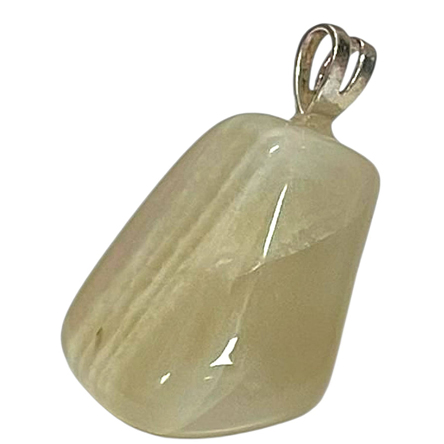 Pastel Moonstone pendant with soft shimmer and pale hues set in hallmarked sterling silver – crystal necklace for emotional harmony and intuition