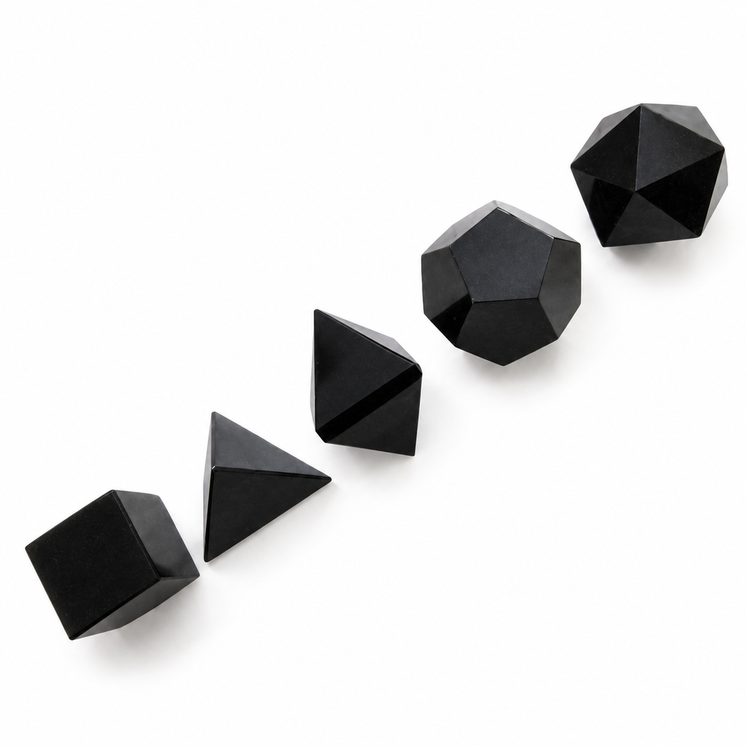 Black Obsidian Platonic Solids Set – 5 Pieces