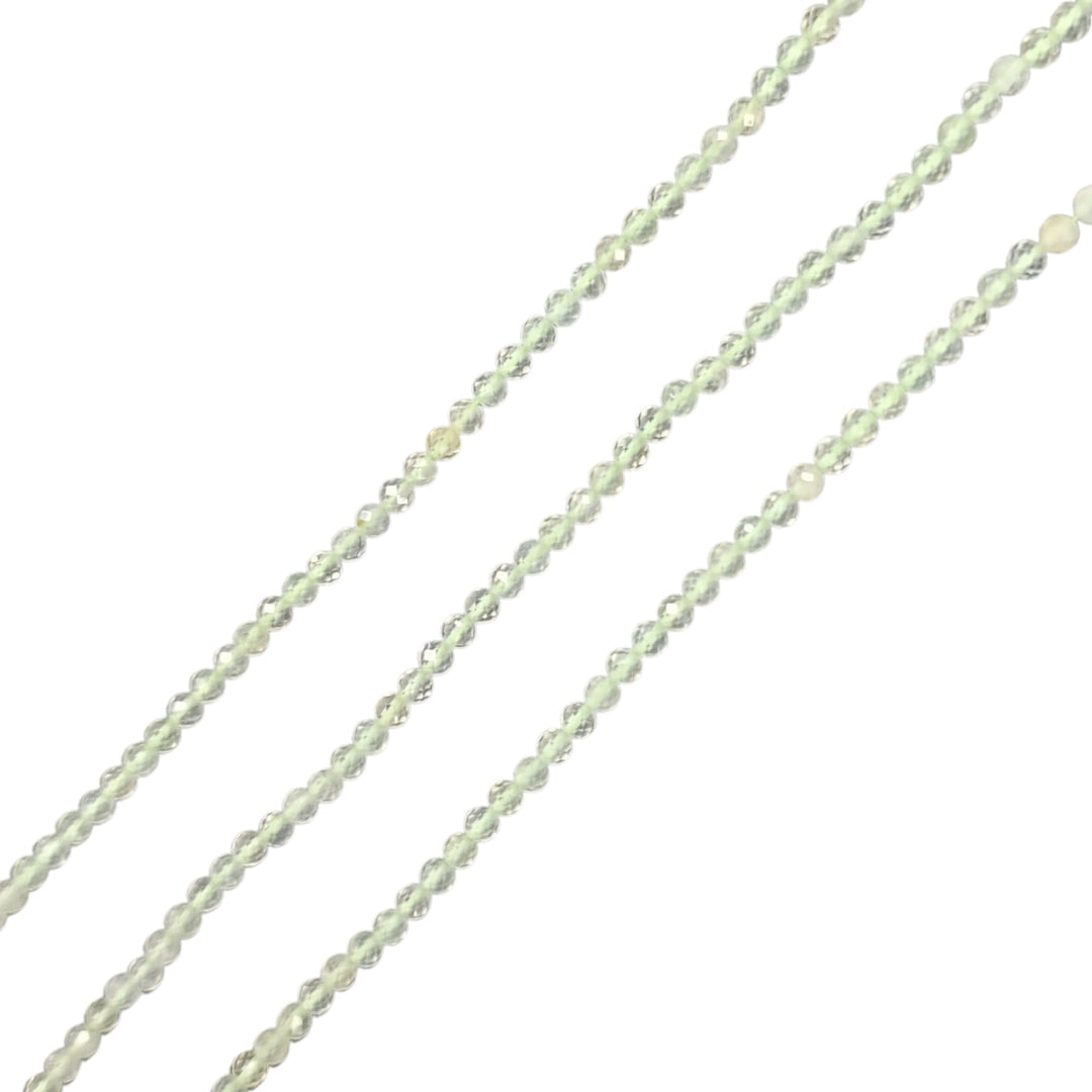 3mm Faceted Prehnite Beads – Natural Green Gemstone Beads for Jewellery Making