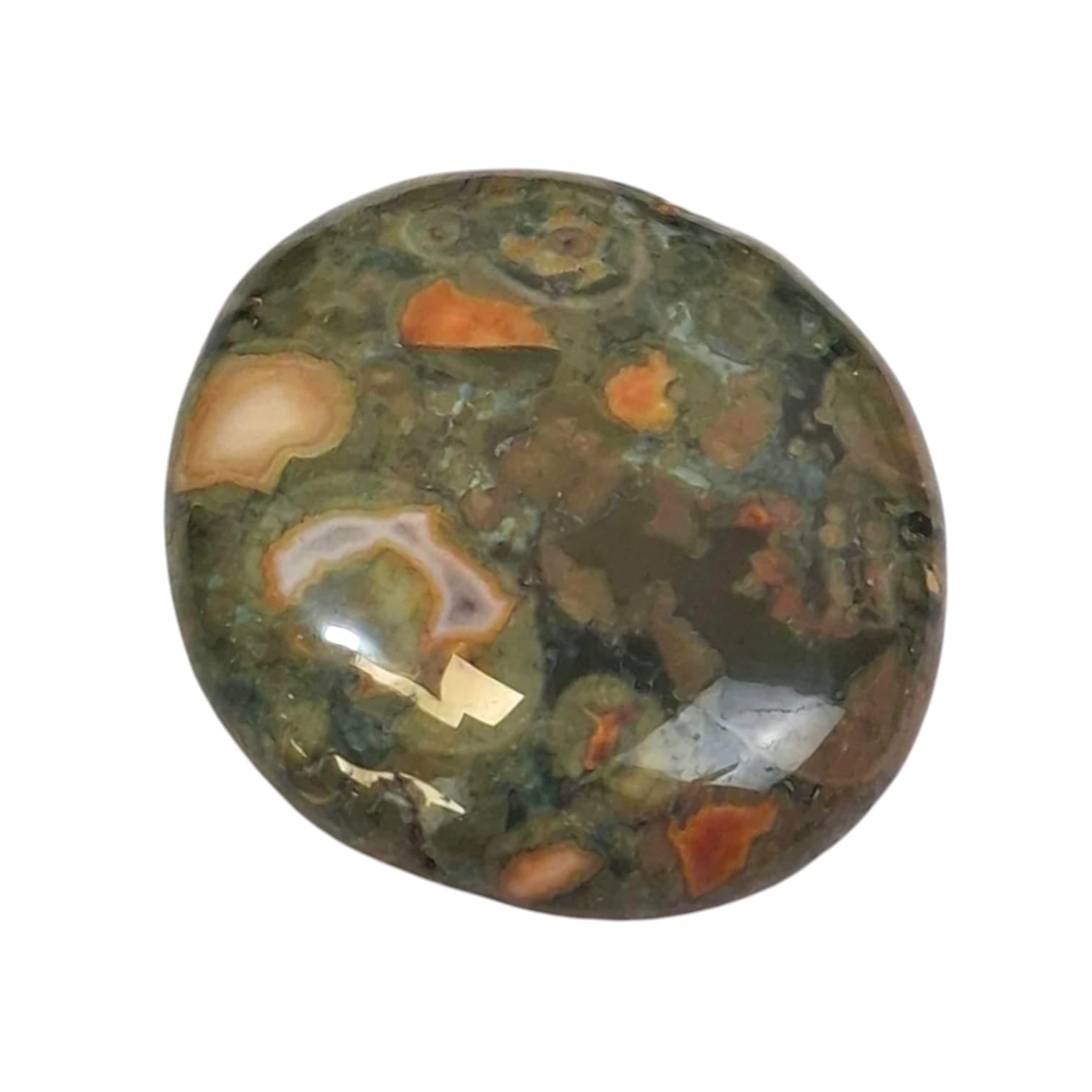 GeoFossils Rainforest Rhyolite Medium Oval, an earthy crystal for renewal, grounding, and emotional healing.