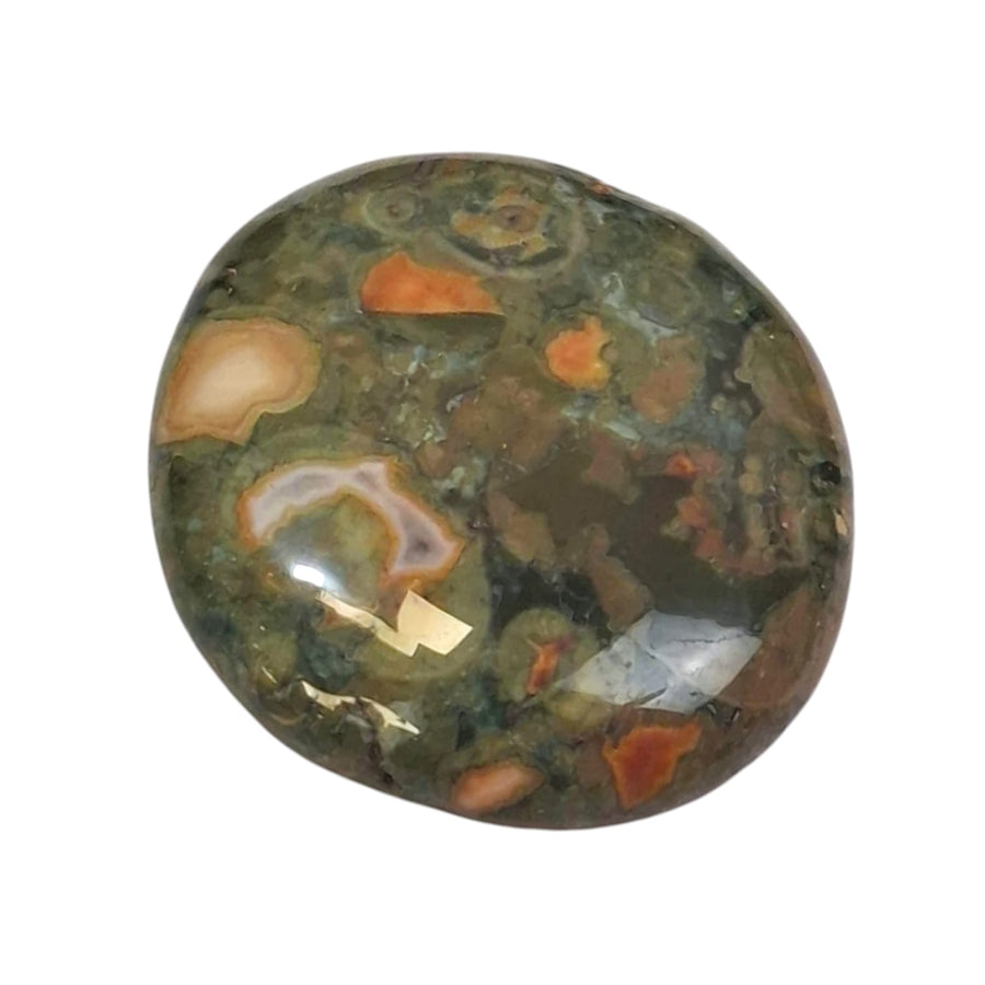 GeoFossils Rainforest Rhyolite Medium Oval, an earthy crystal for renewal, grounding, and emotional healing.