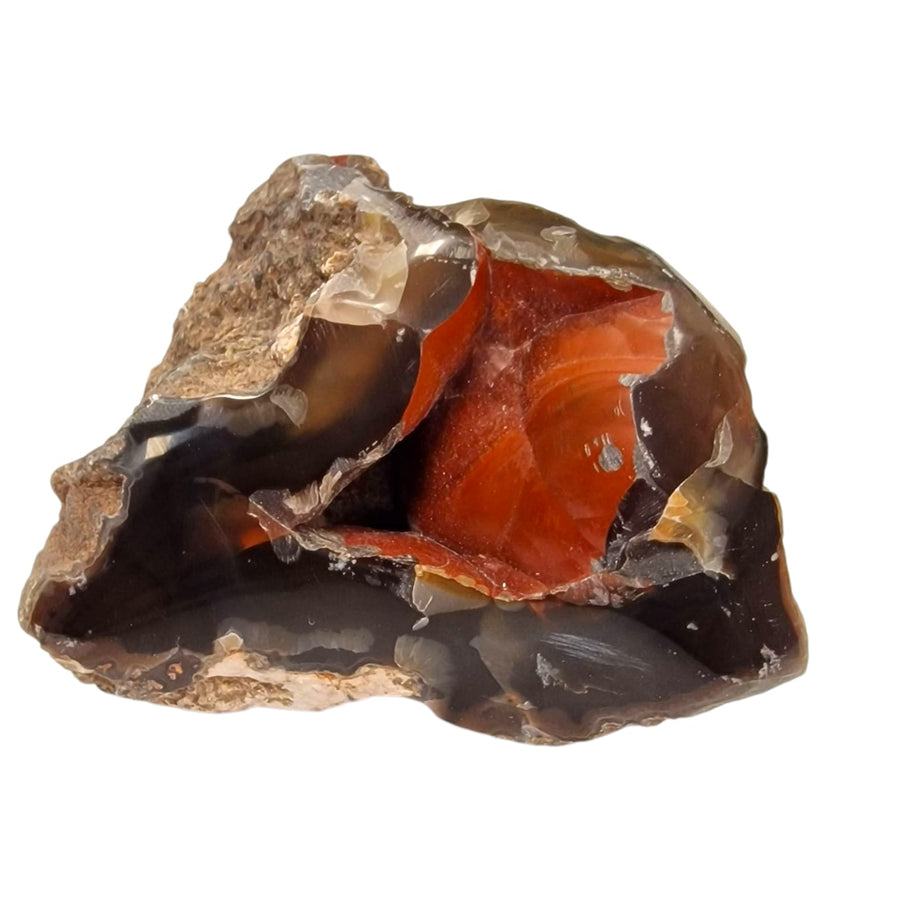 GeoFossils Red Fox Agate Mineral Specimen from Patagonia, featuring warm earthy tones for grounding, protection, and emotional stability.