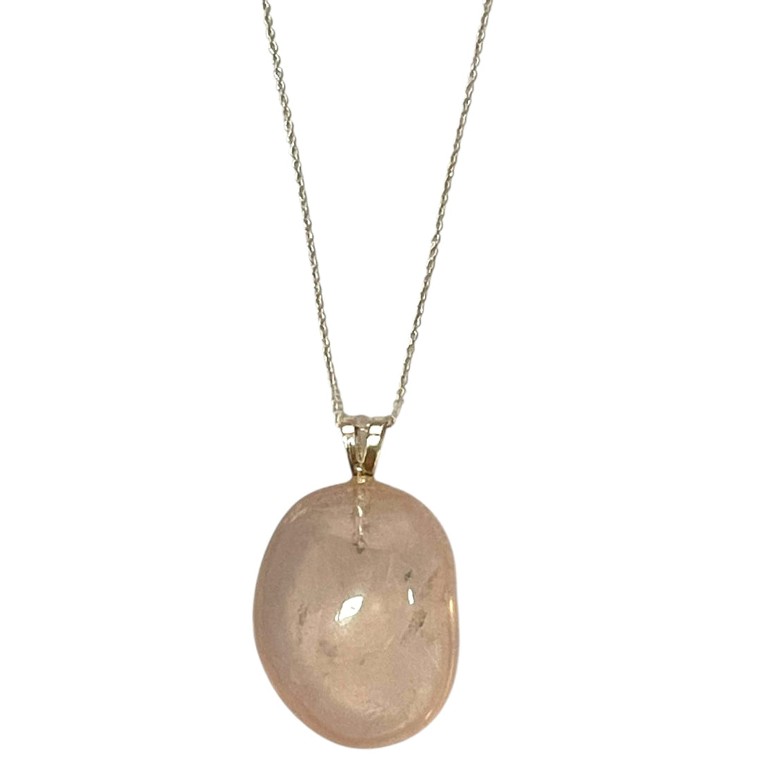 Rose Quartz pendant in soft pink tones set in hallmarked sterling silver – crystal necklace for love, emotional healing and heart chakra balance