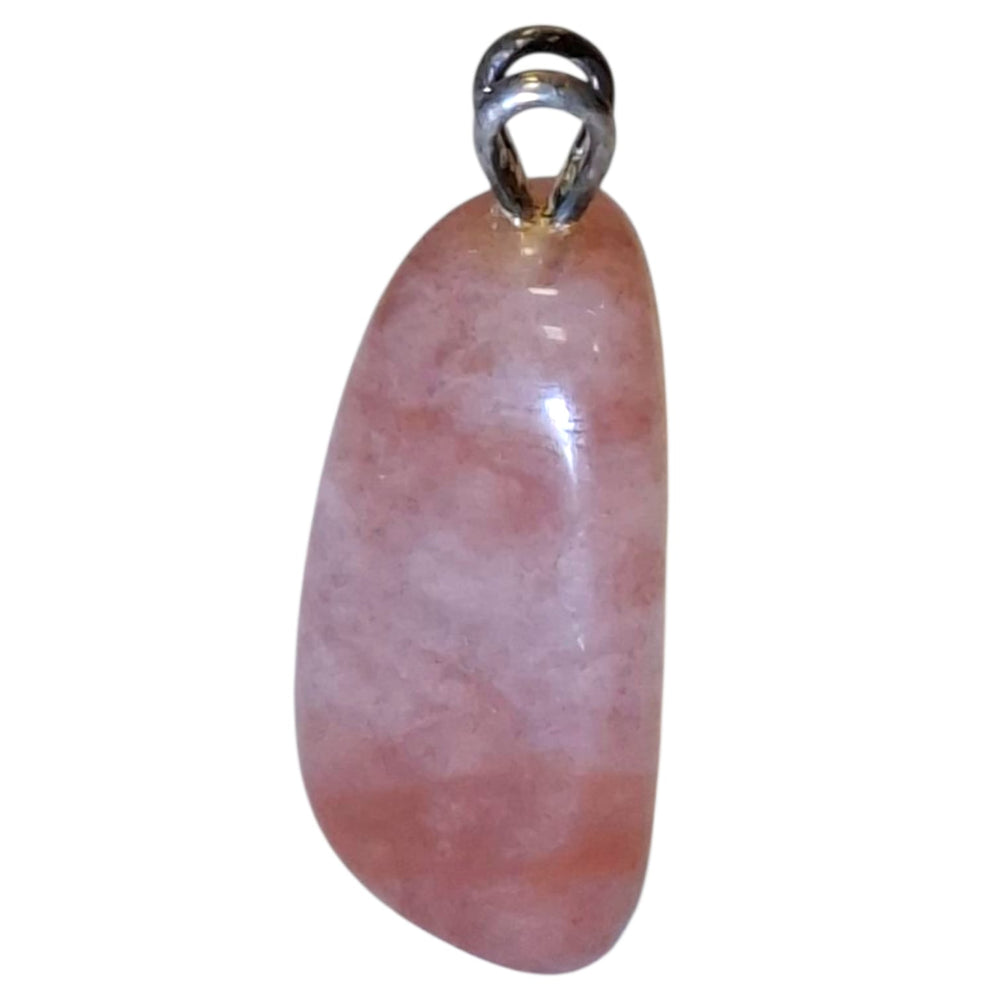 Rosette Chalcedony pendant with soft pink and grey tones set in hallmarked sterling silver – crystal necklace for emotional harmony and spiritual calm