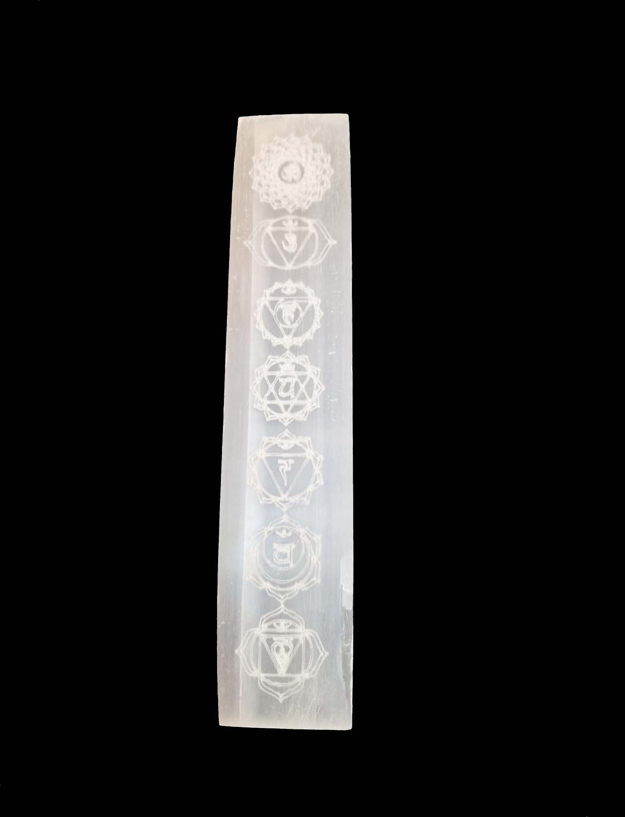 Luna Energy Infused Selenite 20cm Chakra Symbol Ruler